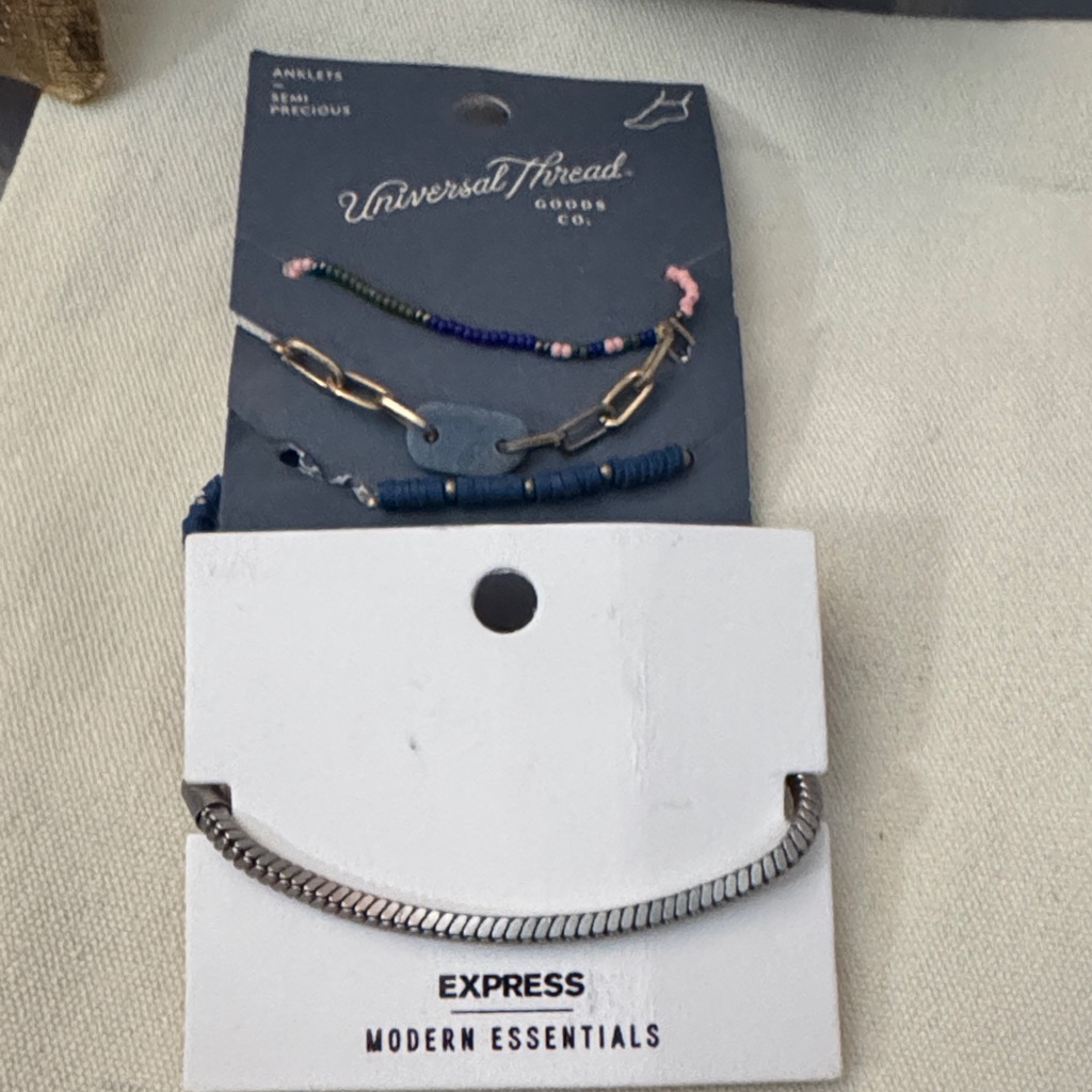 Universal Thread Layered Blue Pink Express Bracelet Set 15$